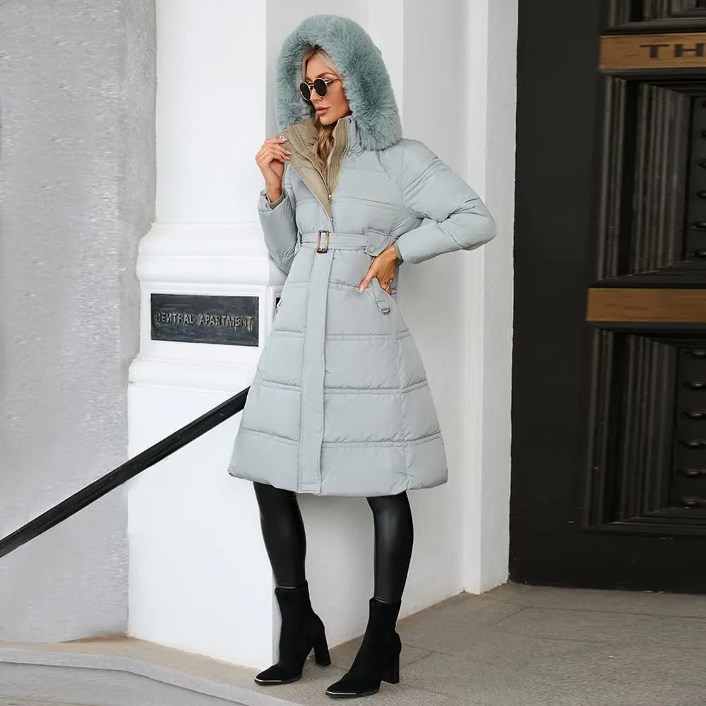ebossy Women's Quilted Thicken Down Puffer Jacket Cotton Padded Hooded Winter Warm Coat Outwear