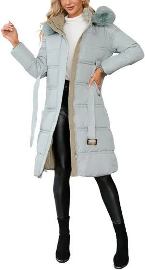 ebossy Women's Quilted Thicken Down Puffer Jacket Cotton Padded Hooded Winter Warm Coat Outwear