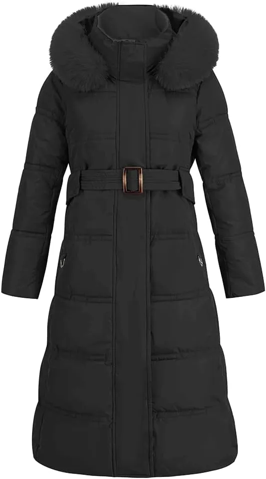 ebossy Women's Quilted Thicken Down Puffer Jacket Cotton Padded Hooded Winter Warm Coat Outwear