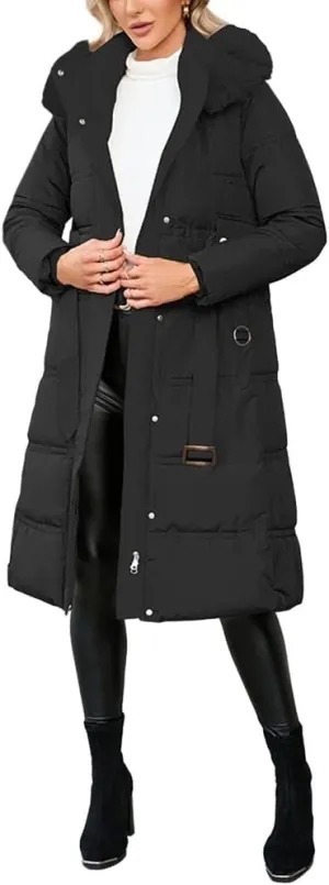 ebossy Women's Quilted Thicken Down Puffer Jacket Cotton Padded Hooded Winter Warm Coat Outwear