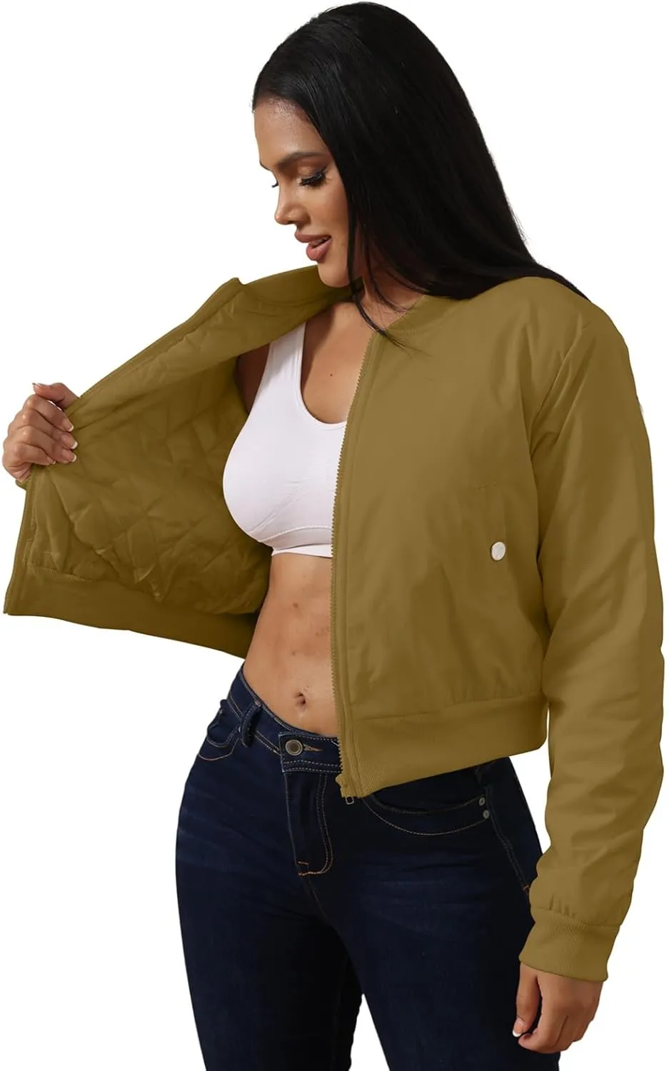 ECHOINE Women's Winter Long Sleeve Full Zipper Oversized Baggy Puffer Short Down Jacket Coat S XXL