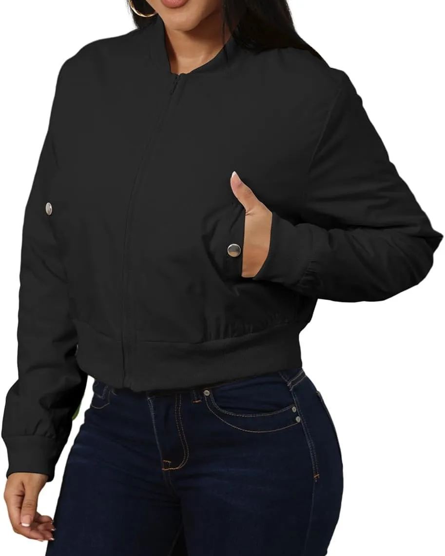ECHOINE Women's Winter Long Sleeve Full Zipper Oversized Baggy Puffer Short Down Jacket Coat S XXL