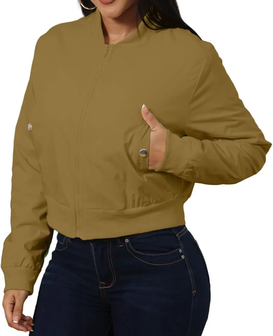 ECHOINE Women's Winter Long Sleeve Full Zipper Oversized Baggy Puffer Short Down Jacket Coat S XXL