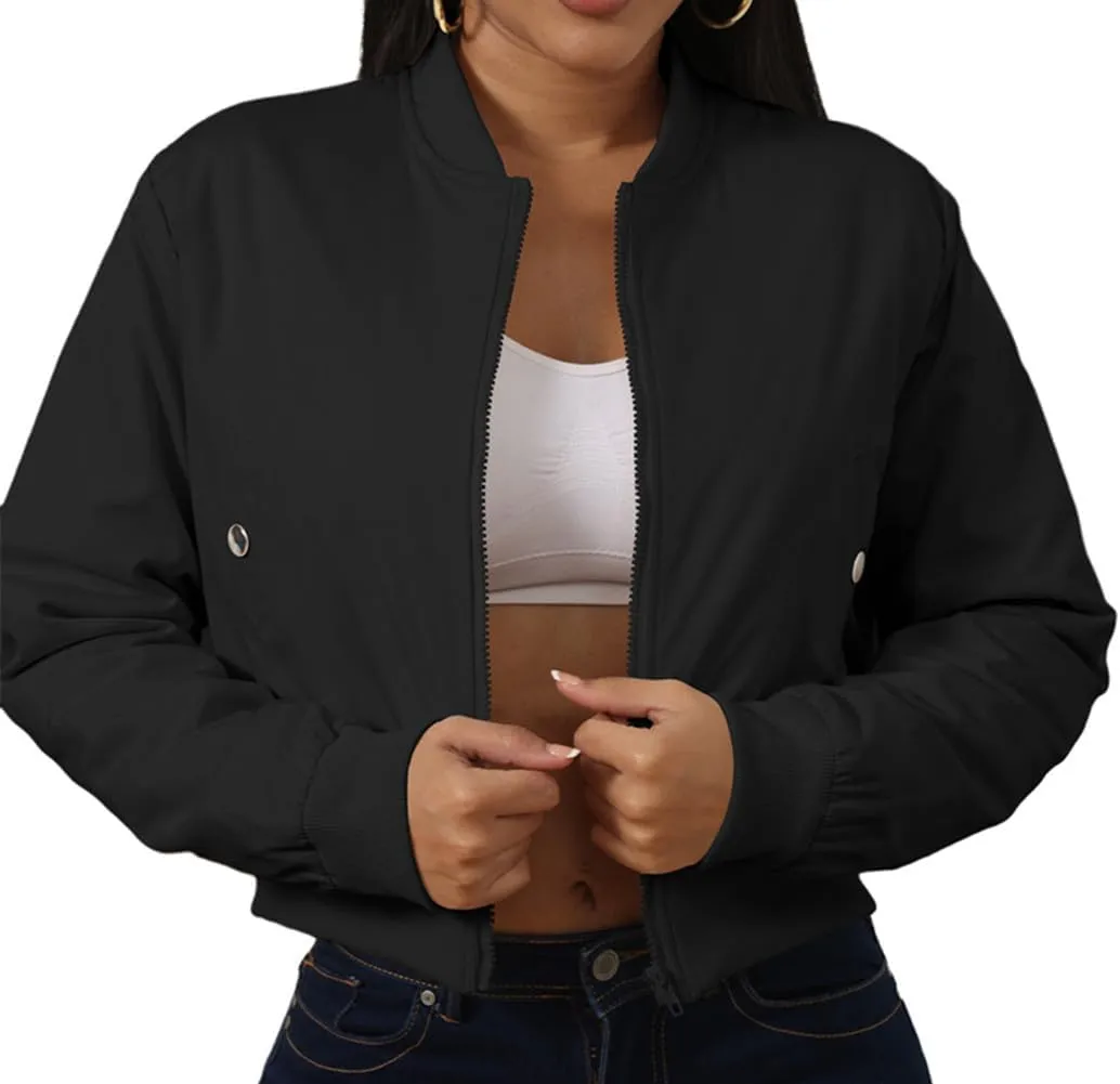 ECHOINE Women's Winter Long Sleeve Full Zipper Oversized Baggy Puffer Short Down Jacket Coat S XXL