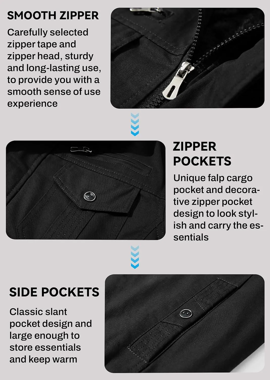 EKLENTSON Men's Thick Thermal Winter Jacket with Multi Pockets Zip Front Fleece Lined Military Jacket for Men