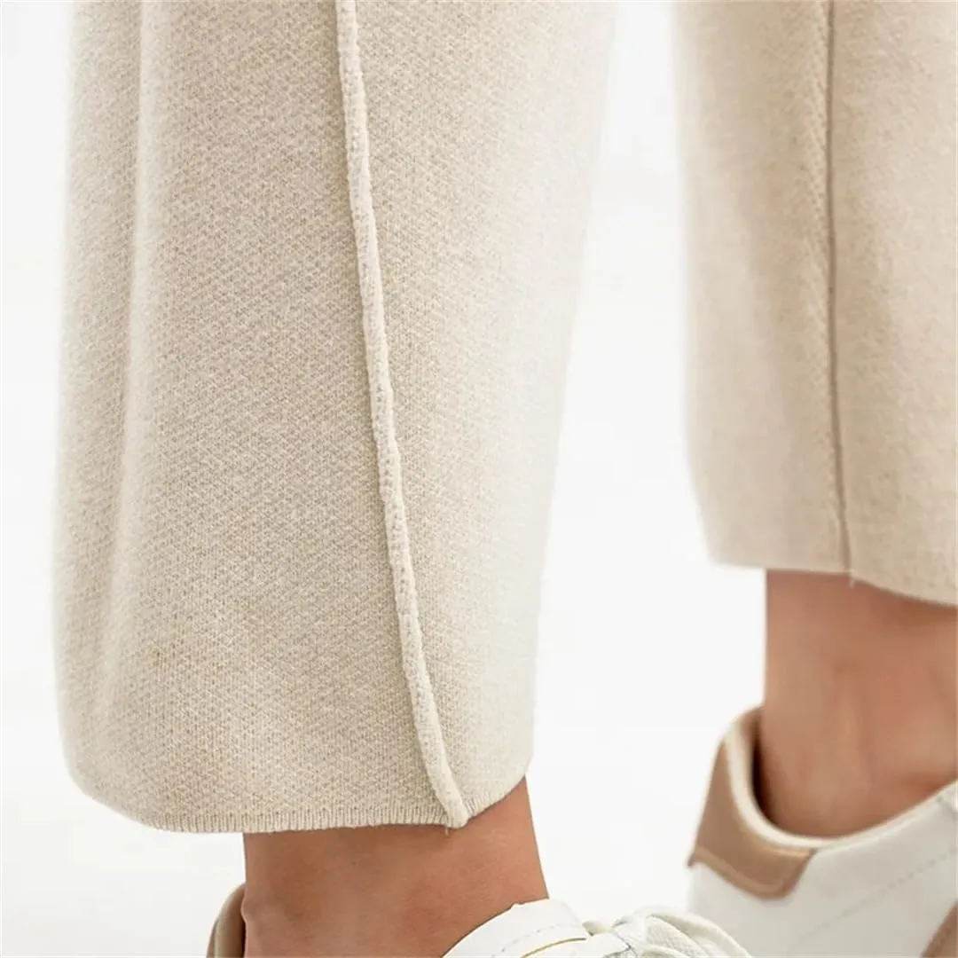 Elastic Waist with Pocket for Women Harem Pants Thick Knitted Striped Carrot Trousers