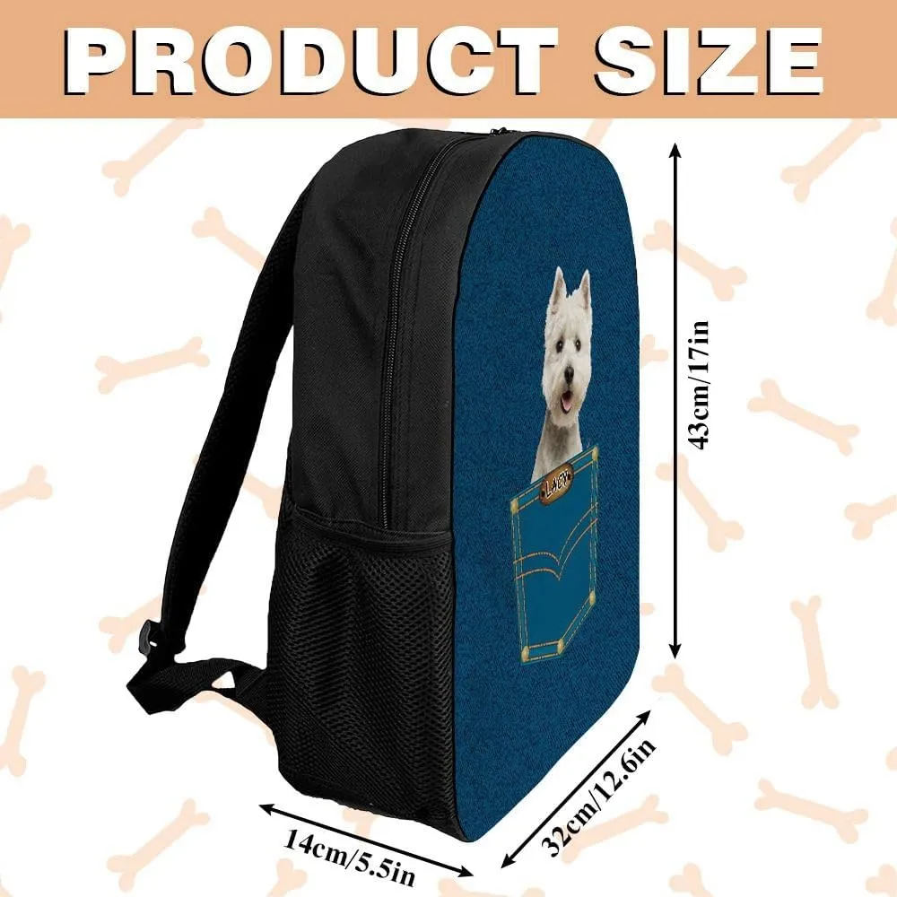 English Setter Backpack Bookbag Custom Blue Jeans Print Daypack Laptop Bag for Work Travel Hiking 17 Inch Lightweight Style 3