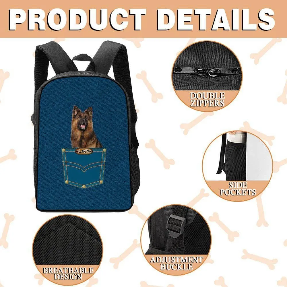 English Setter Backpack Bookbag Custom Blue Jeans Print Daypack Laptop Bag for Work Travel Hiking 17 Inch Lightweight Style 3