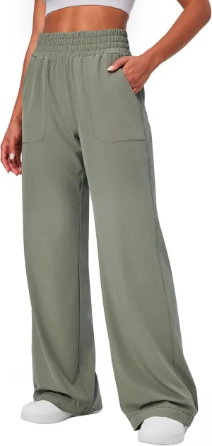 Ewedoos Wide Leg Pants Woman Lightweight Sweatpants Travel Track Work Yoga Dress Pants High Waisted with Pockets Casual