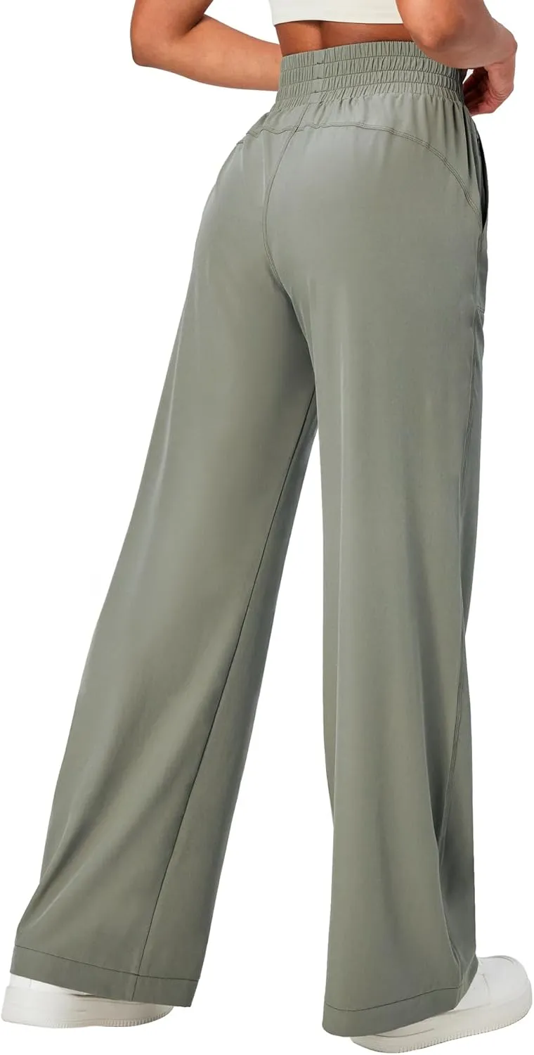 Ewedoos Wide Leg Pants Woman Lightweight Sweatpants Travel Track Work Yoga Dress Pants High Waisted with Pockets Casual