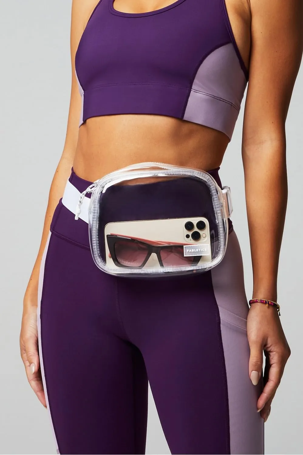 Fabletics The Belt Bag, Quick Dry, Zip Pockets, Clear, OS