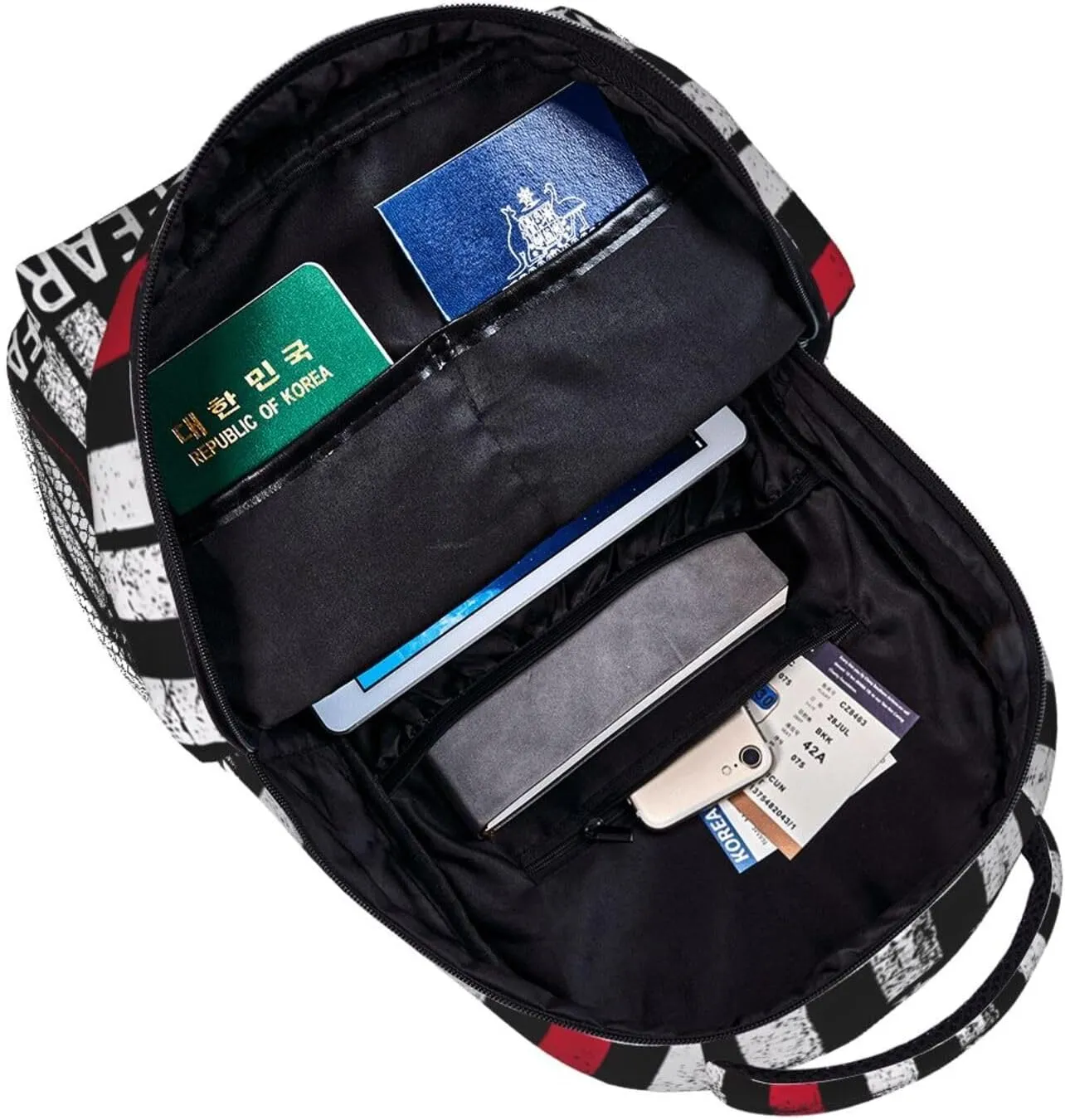Faith Over Fear Patriotic Christian Cross American Flag Backpack Casual Pack Bag Laptop Backpack With Side Pocket Front Zipper Pocket Bookpack Travel Daypack Picnic Rucksack