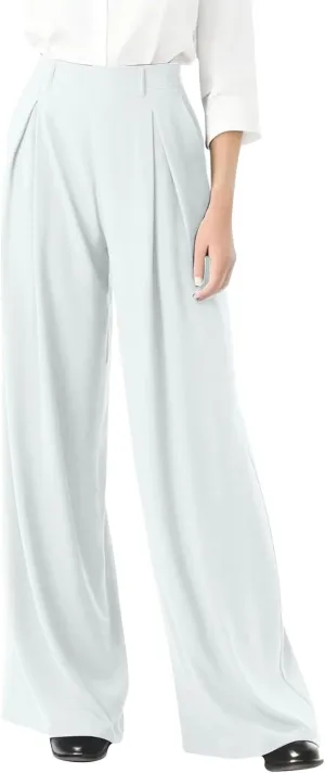 fanmpghleoo Pull On Dress Pants for Women Plus Size Wide Leg Palazzo Pants Dressy Casual Slacks Elastic High Waisted Trousers