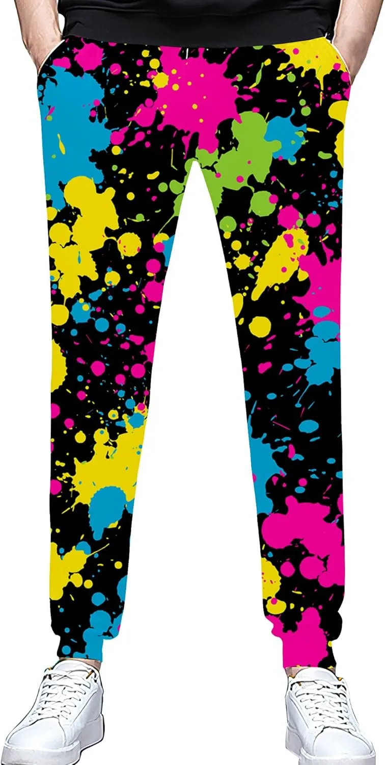 Fashion 80s Style Jogger Sweatpants Mens Funny Joggers Pants Casual Track Pants 90s Outfit for Men Sports Athletic