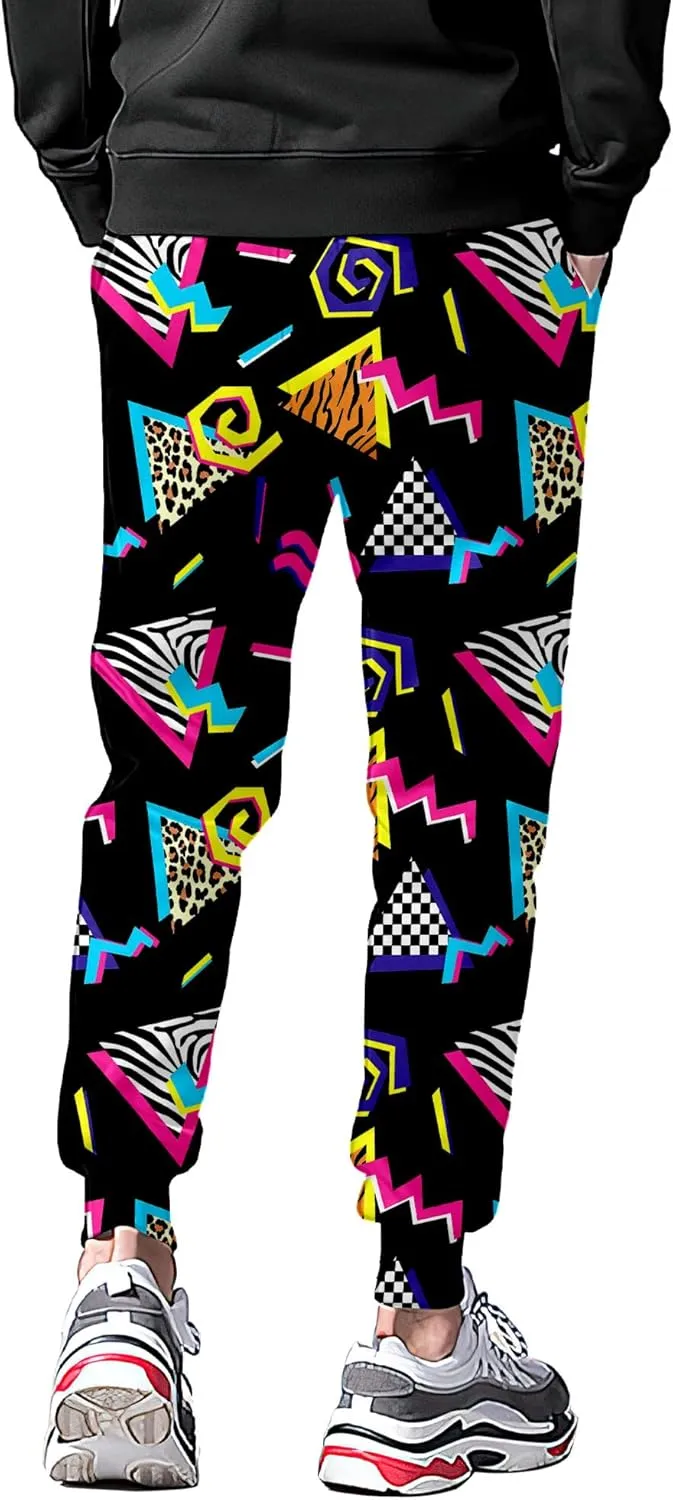 Fashion 80s Style Jogger Sweatpants Mens Funny Joggers Pants Casual Track Pants 90s Outfit for Men Sports Athletic