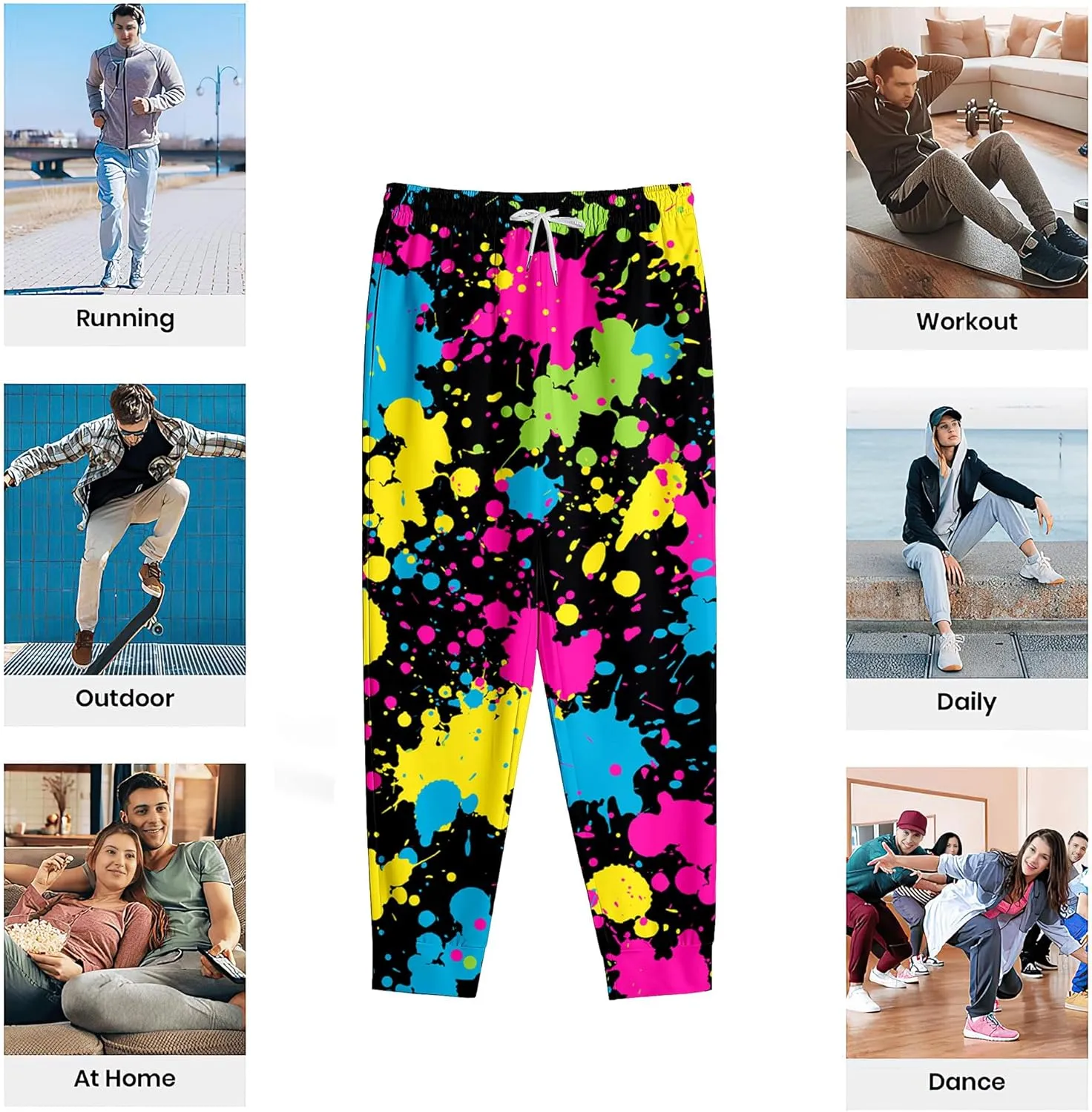 Fashion 80s Style Jogger Sweatpants Mens Funny Joggers Pants Casual Track Pants 90s Outfit for Men Sports Athletic