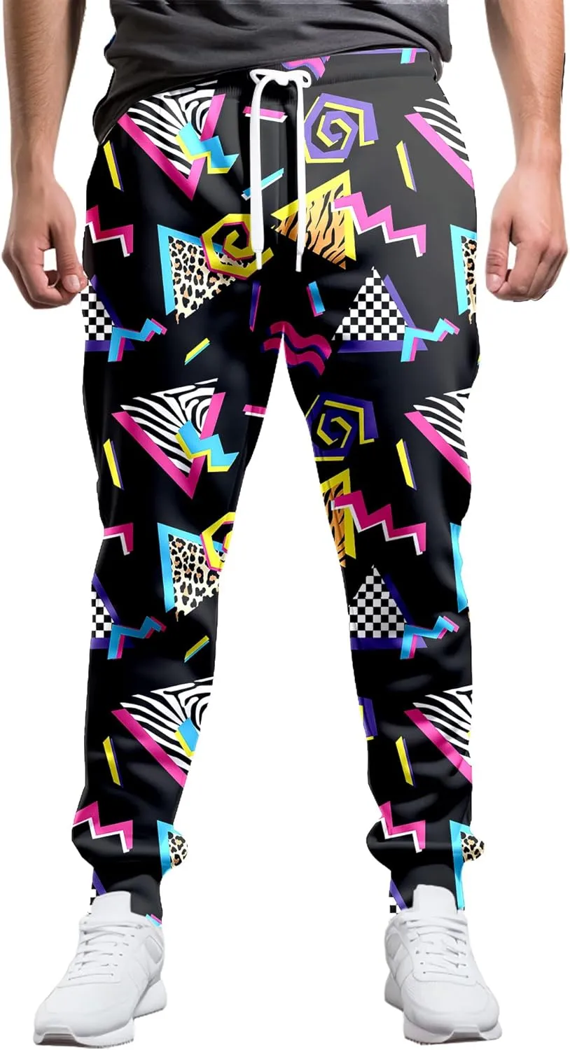 Fashion 80s Style Jogger Sweatpants Mens Funny Joggers Pants Casual Track Pants 90s Outfit for Men Sports Athletic