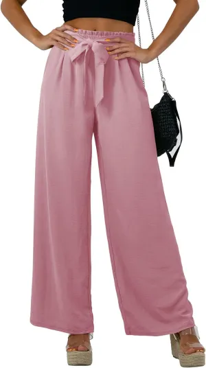 Feiersi Women Casual Wide Leg Pants High Waisted Business Work Casual Pants Loose Flowy Beach Palazzo Pants