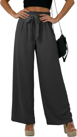Feiersi Women Casual Wide Leg Pants High Waisted Business Work Casual Pants Loose Flowy Beach Palazzo Pants
