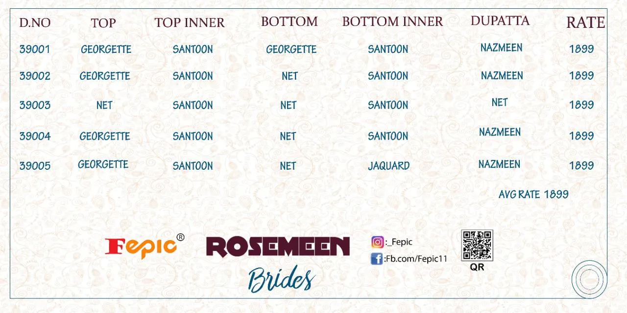 FEPIC ROSMEEN BRIDES HEAVY WEDDING EMBROIDERY GEORGETTE SUIT