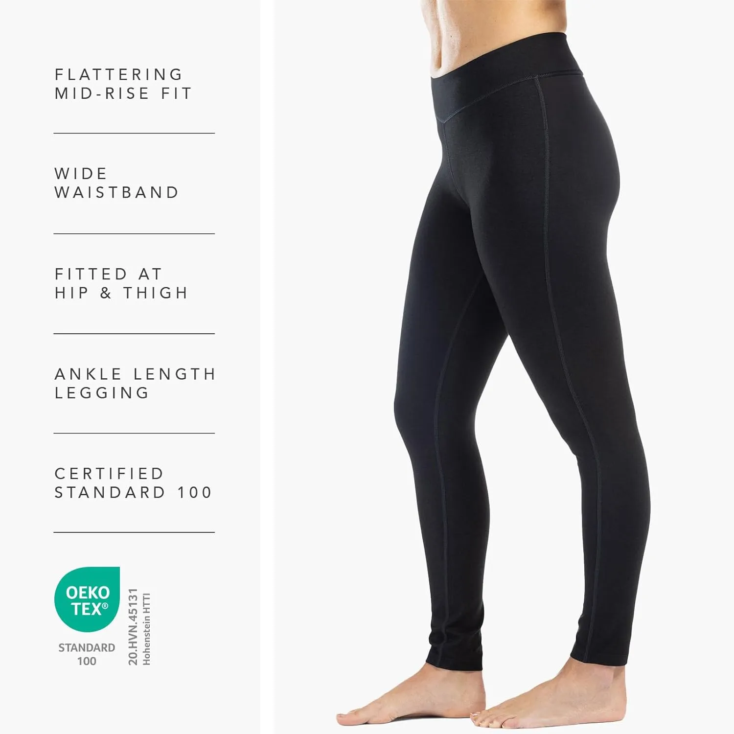Fishers Finery Women's Ecofabric Classic Athletic Yoga Ankle Length Legging