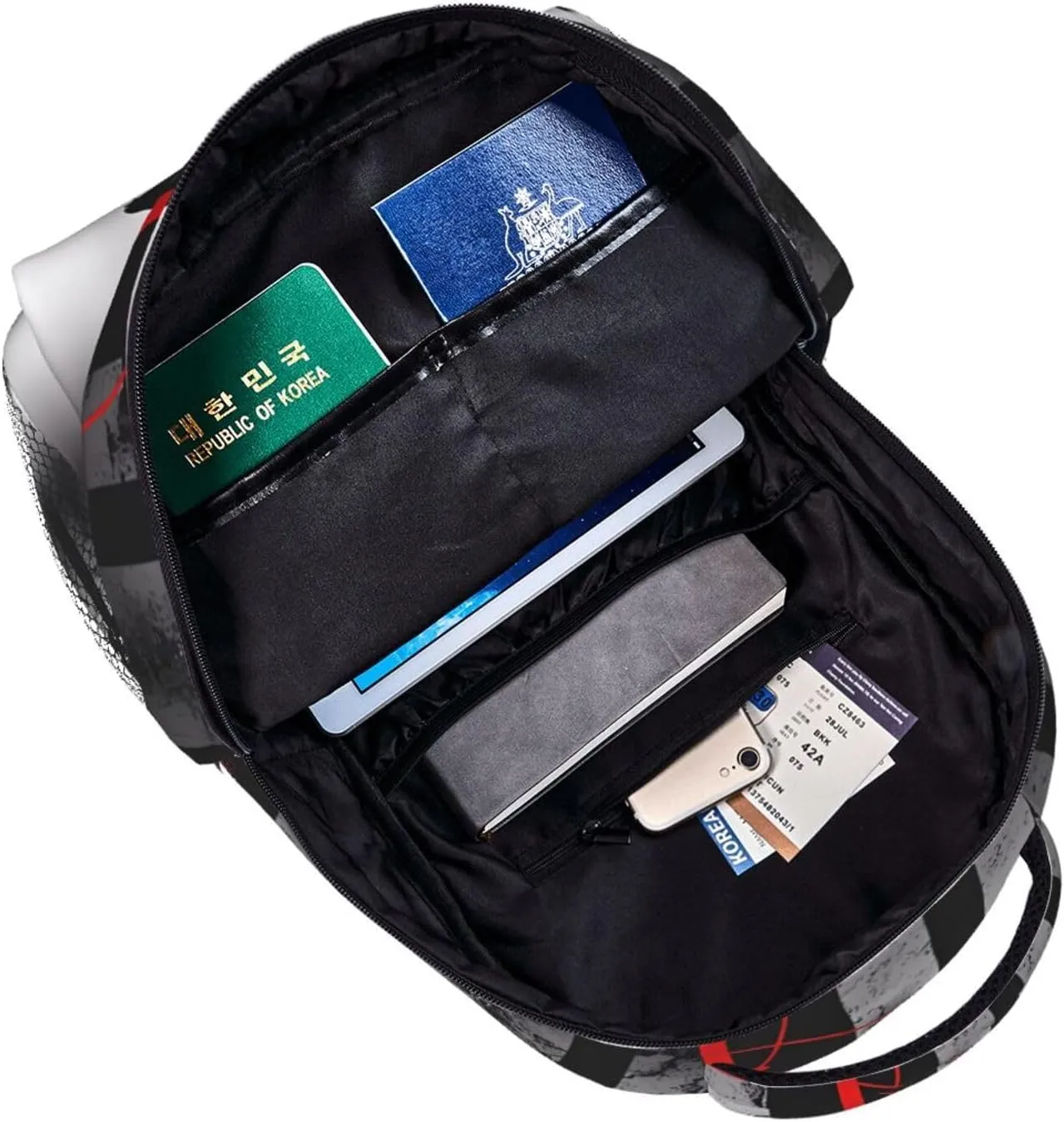 Fishing Pole American Flag Patriotic Fisherman Backpack Casual Pack Bag Laptop Backpack With Side Pocket Front Zipper Pocket Bookpack Travel Daypack Picnic Rucksack