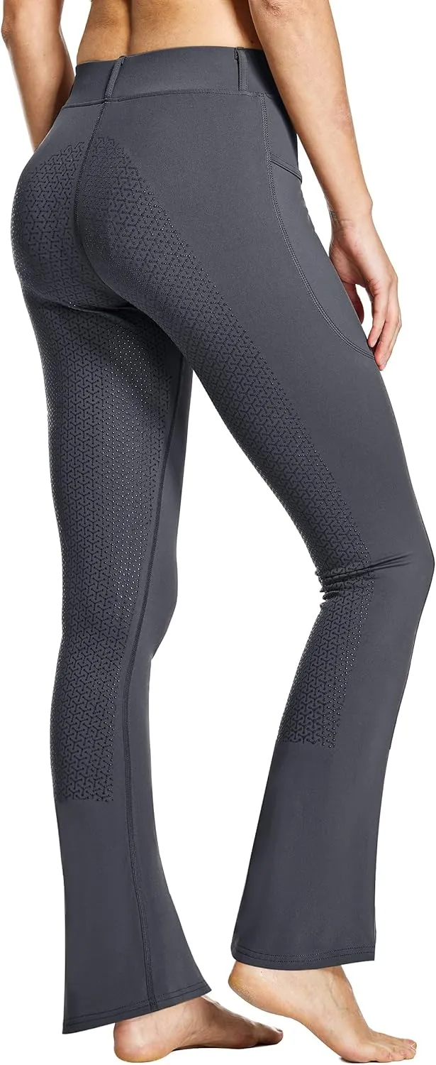 FitsT4 Sports Women's Full Seat Horse Riding Pants Bootcut Riding Tights with Pockets Equestrian Breeches for Women