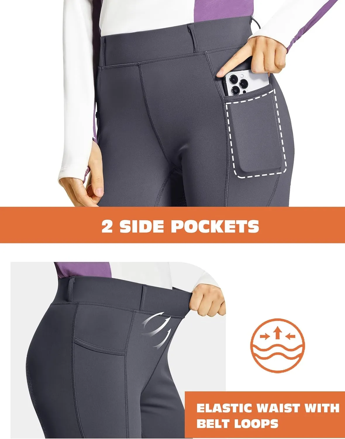 FitsT4 Sports Women's Full Seat Horse Riding Pants Bootcut Riding Tights with Pockets Equestrian Breeches for Women