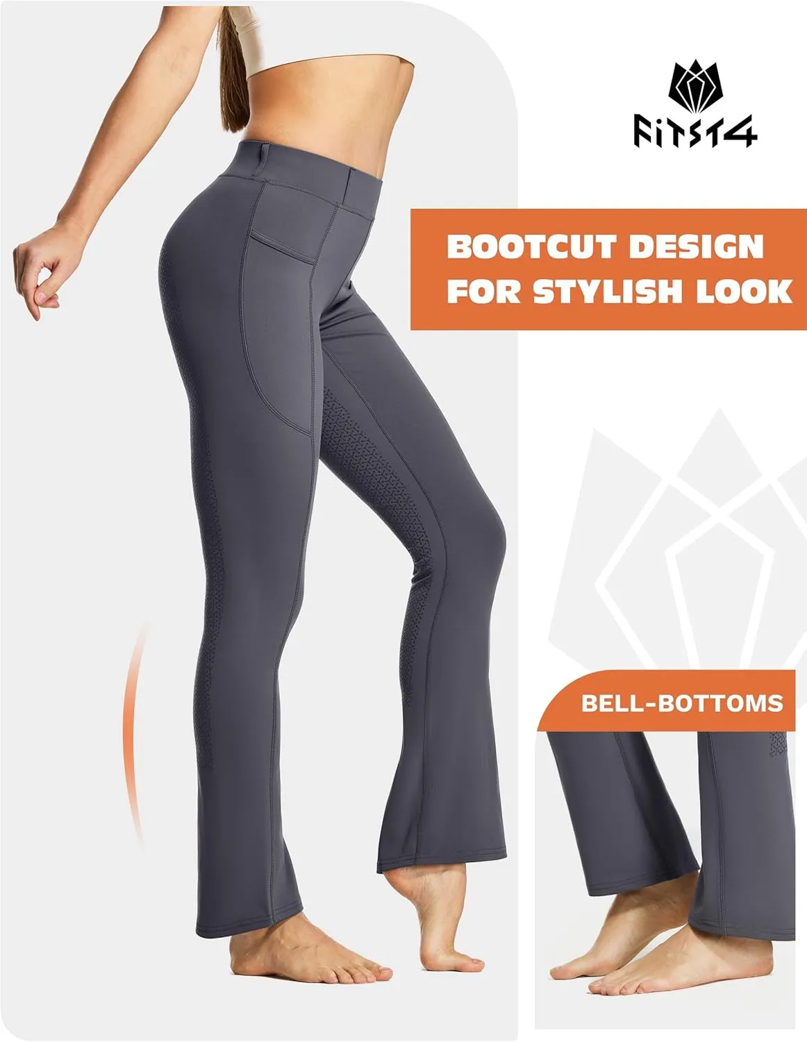 FitsT4 Sports Women's Full Seat Horse Riding Pants Bootcut Riding Tights with Pockets Equestrian Breeches for Women