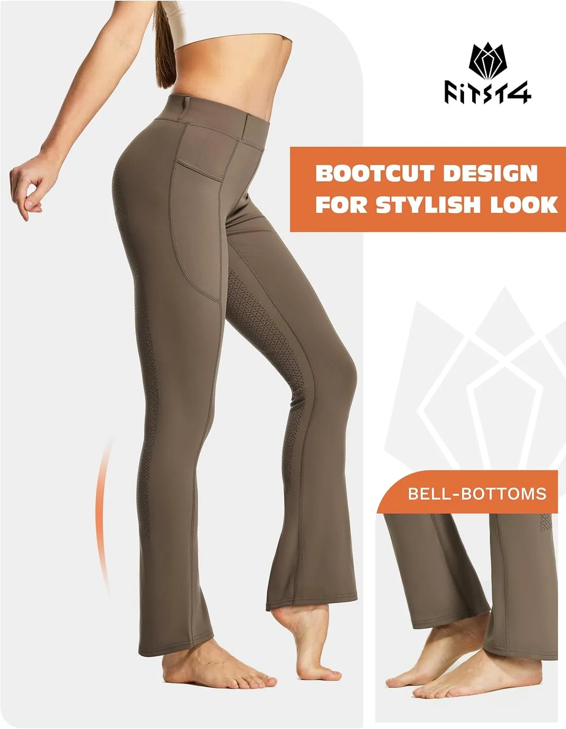 FitsT4 Sports Women's Full Seat Horse Riding Pants Bootcut Riding Tights with Pockets Equestrian Breeches for Women