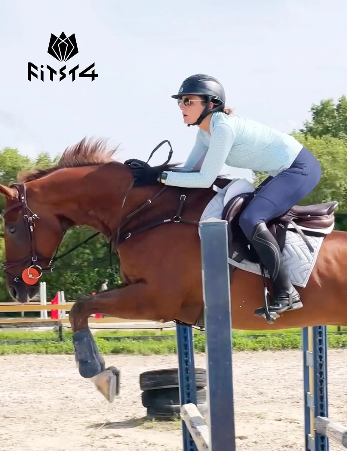 FitsT4 Sports Women's Full Seat Riding Tights with Zipper Pockets Horseback Riding Pants Equestrian Breeches for Women