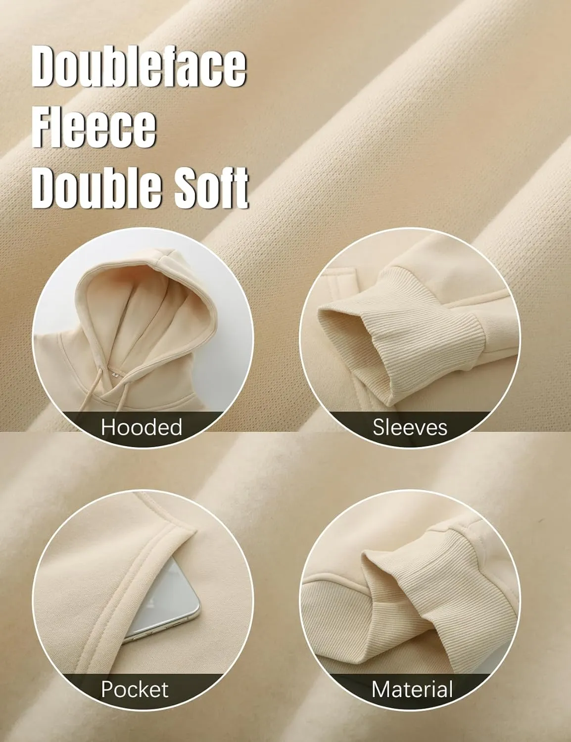 Flygo Womens Fleece Hoodie Sweatshirt Cropped Drawstring Hooded Crop Tops Pullover with Kangaroo Pocket