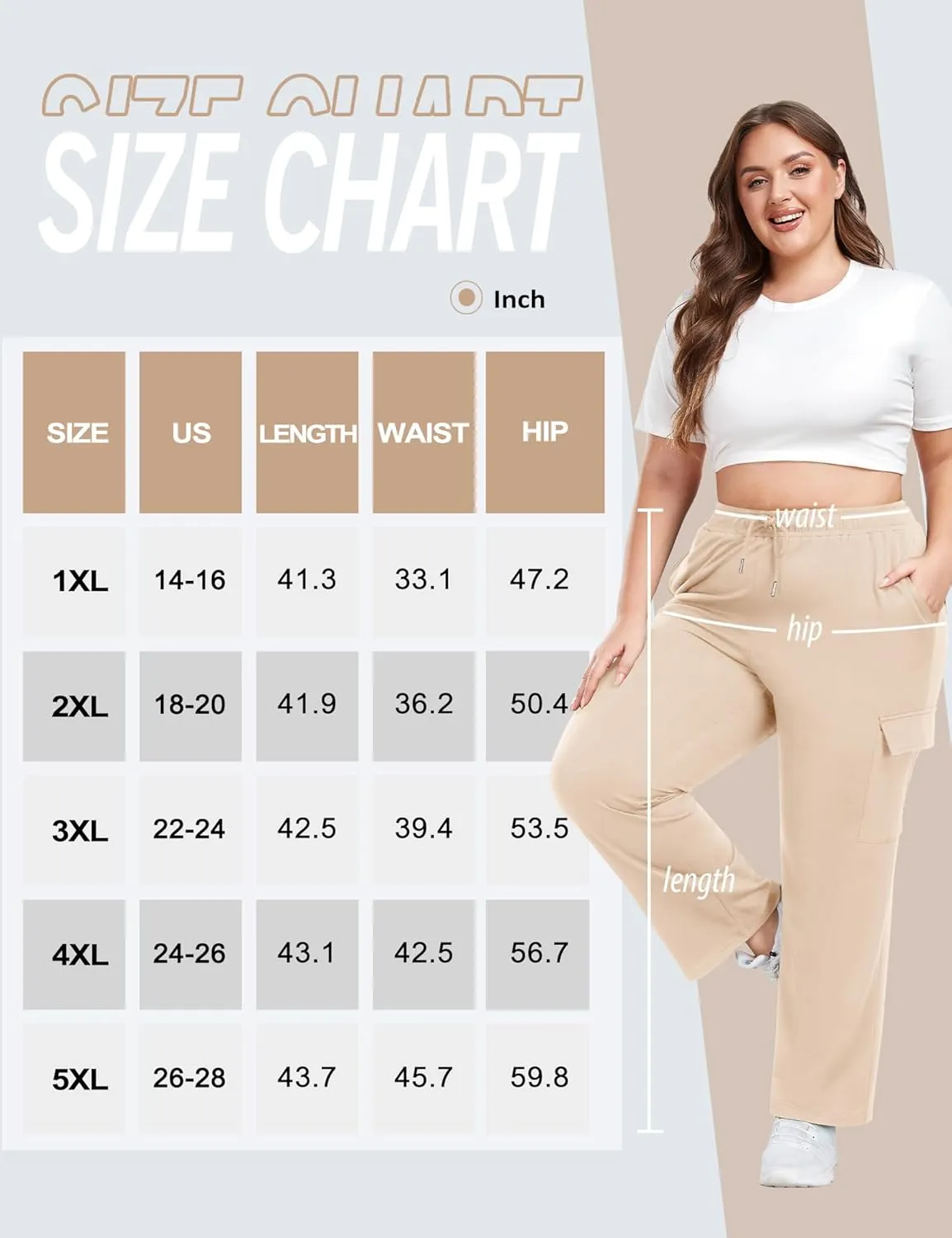 FOREYOND Plus Size Women's Cargo Sweatpants Casual Straight Leg Lounge Pants Drawstring High Waist Joggers with Pockets