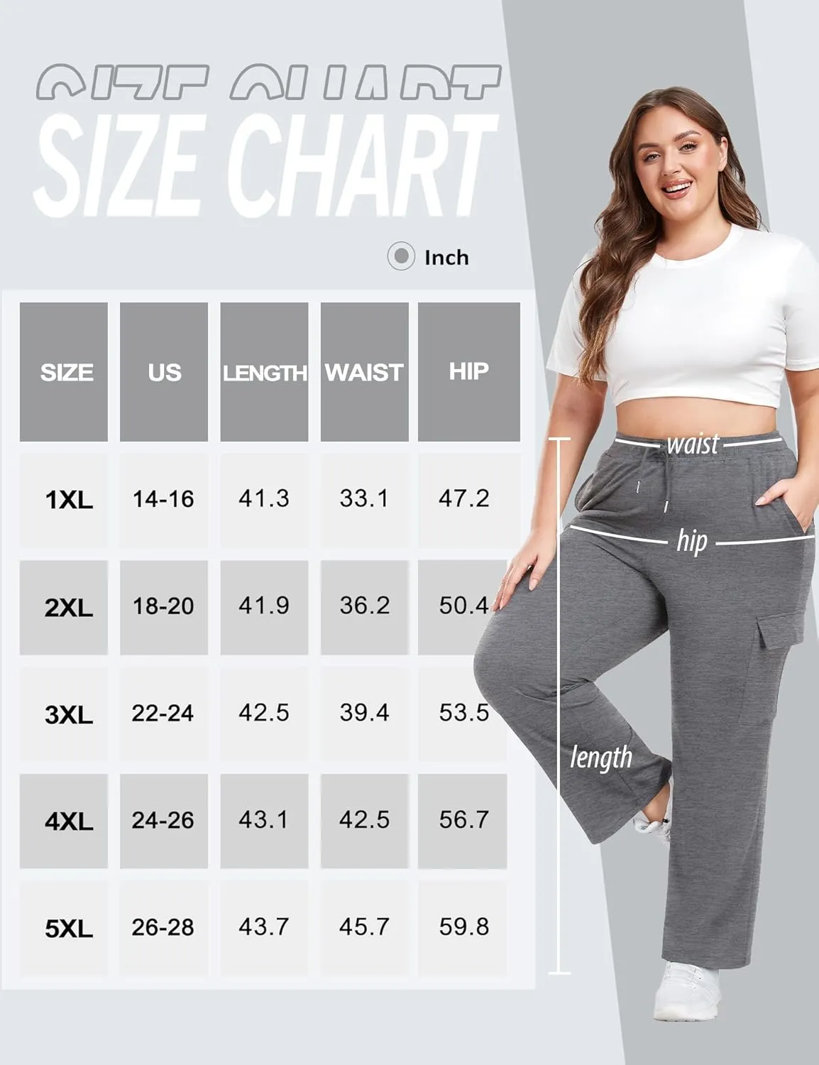 FOREYOND Plus Size Women's Cargo Sweatpants Casual Straight Leg Lounge Pants Drawstring High Waist Joggers with Pockets