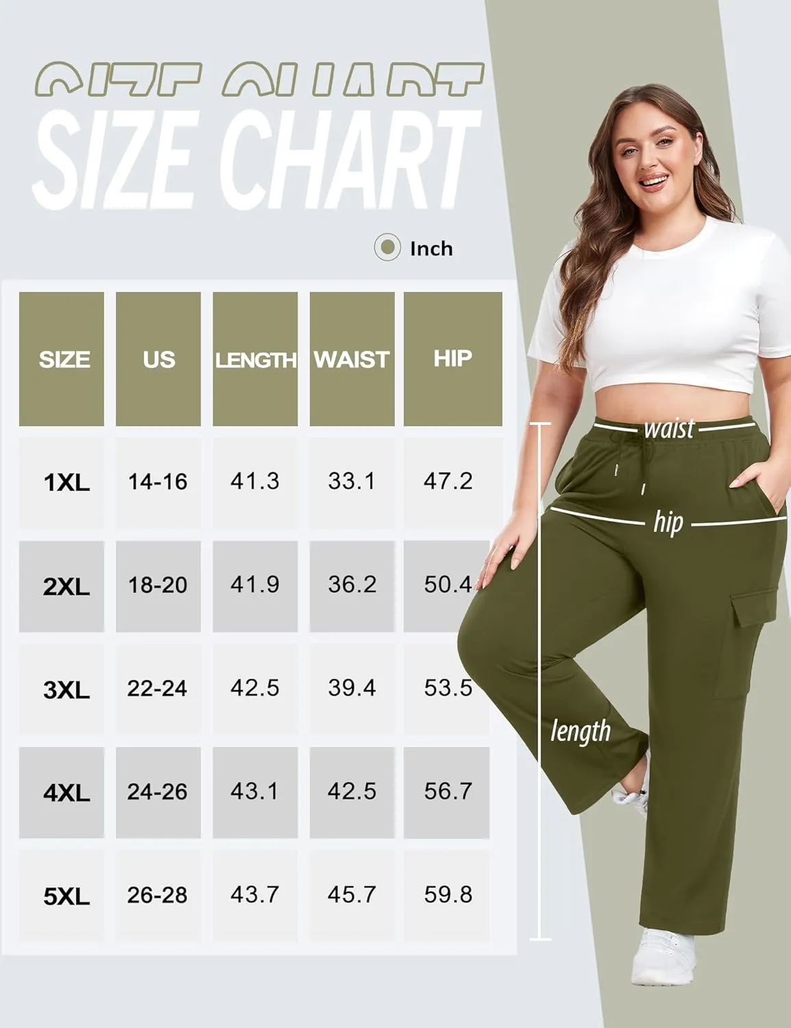 FOREYOND Plus Size Women's Cargo Sweatpants Casual Straight Leg Lounge Pants Drawstring High Waist Joggers with Pockets