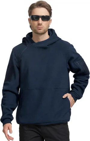 FREE SOLDIER Men's Tactical Winter Fleece Pullover Hoodie Warm Long Fleece lined Hooded Sweatshirt