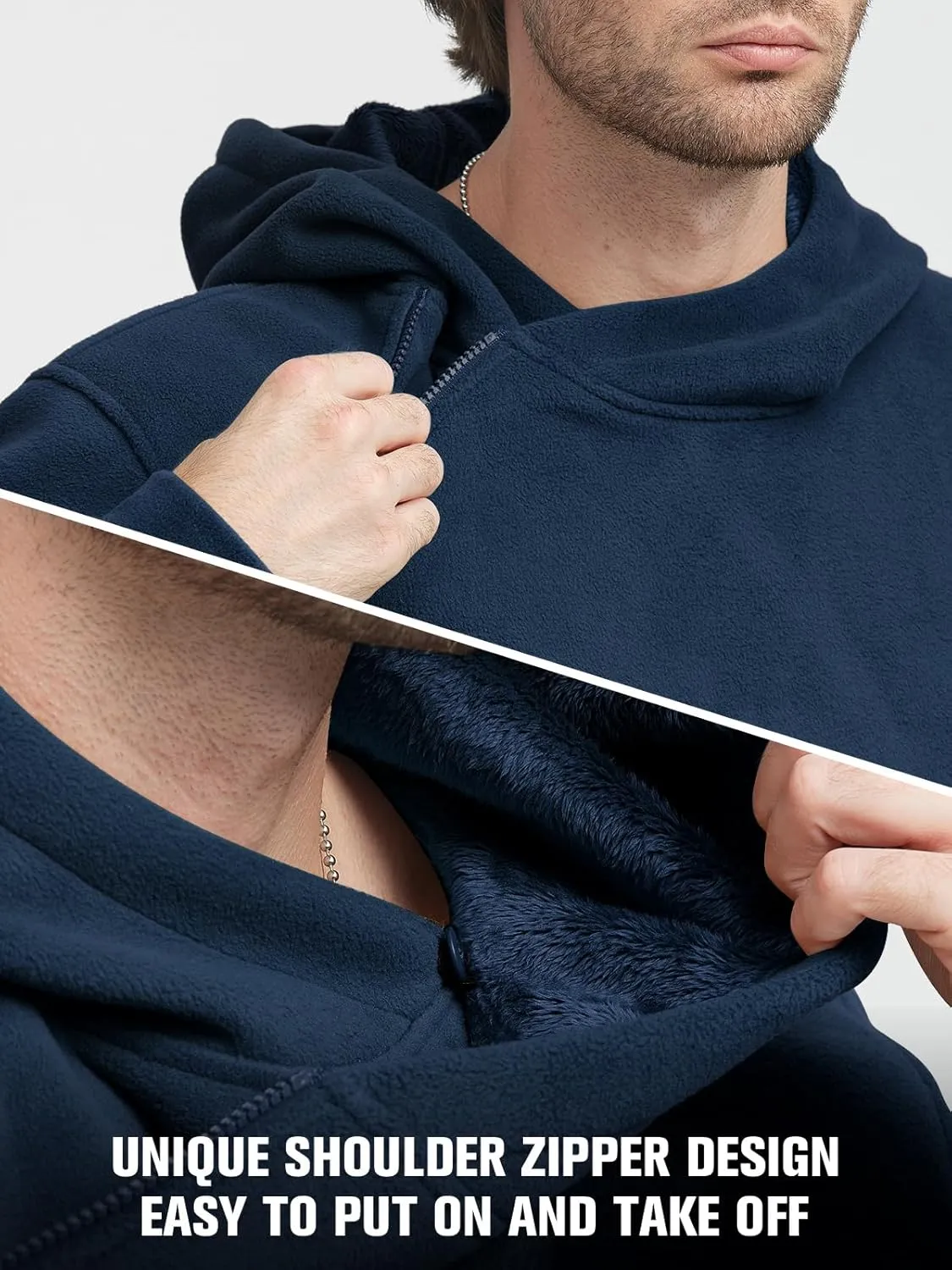 FREE SOLDIER Men's Tactical Winter Fleece Pullover Hoodie Warm Long Fleece lined Hooded Sweatshirt