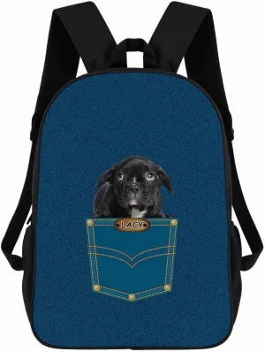 French Bulldog Backpack Bookbag Custom Blue Jeans Print Daypack Laptop Bag for Work Travel Hiking 17 Inch Lightweight Style 9