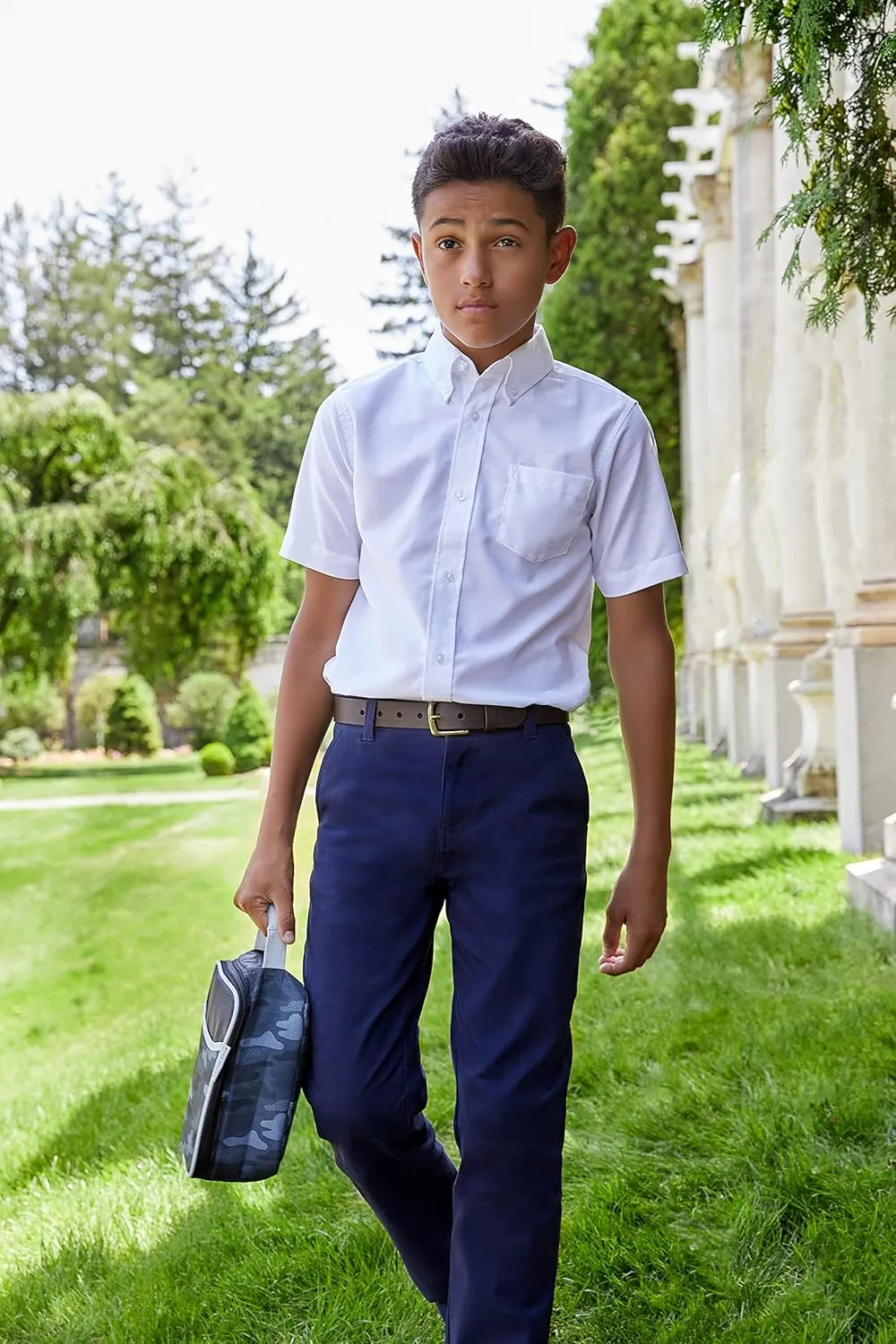 French Toast Boys' Adjustable Waist Straight Fit Stretch Twill Chino Pant