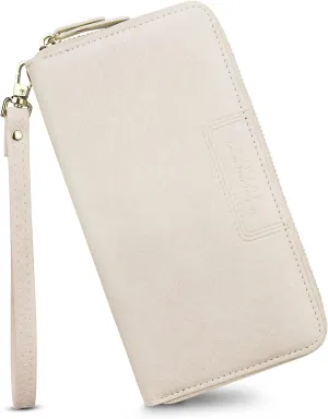 FT FUNTOR Wristlet Wallets for Women, Ladies PU Vegan Leather Clutch Wallet Zip around Phone Purse Card Holder Organizer