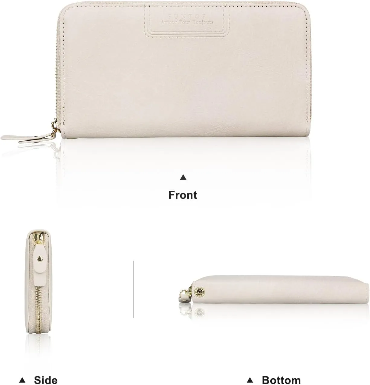 FT FUNTOR Wristlet Wallets for Women, Ladies PU Vegan Leather Clutch Wallet Zip around Phone Purse Card Holder Organizer