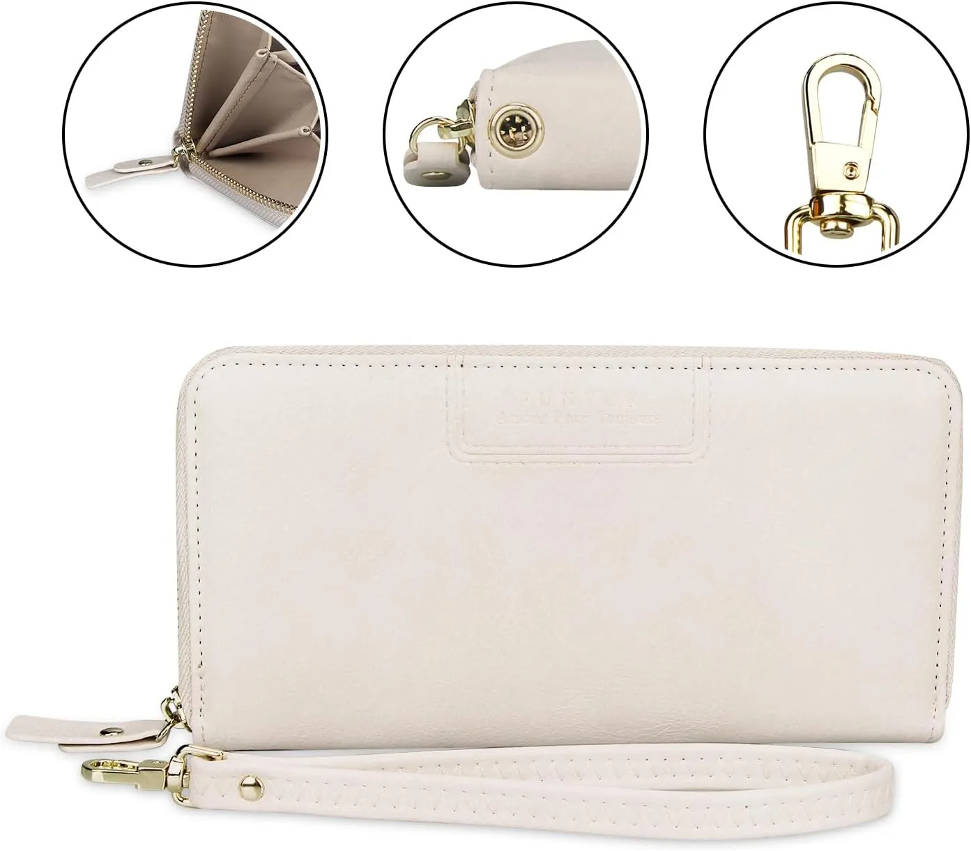 FT FUNTOR Wristlet Wallets for Women, Ladies PU Vegan Leather Clutch Wallet Zip around Phone Purse Card Holder Organizer