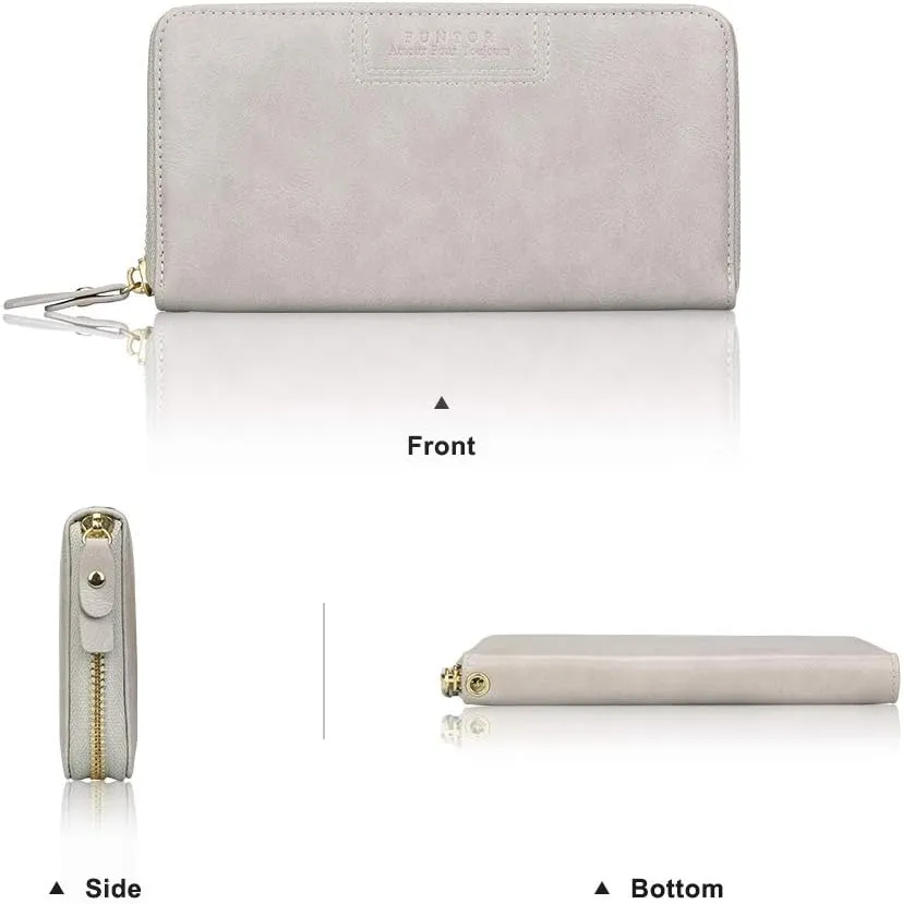 FT FUNTOR Wristlet Wallets for Women, Ladies PU Vegan Leather Clutch Wallet Zip around Phone Purse Card Holder Organizer