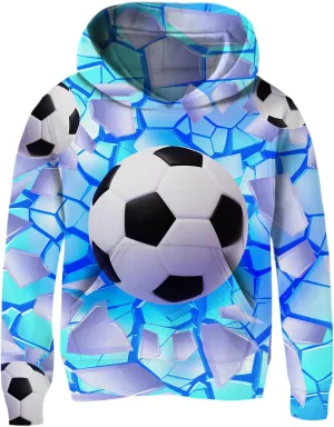 Funnycokid Boys Hoodies Kids Sweatshirts Warm Youth Girls Graphic Pullover Fleece Hooded Clothes with Pocket 5-16 Years