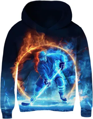 Funnycokid Boys Hoodies Kids Sweatshirts Warm Youth Girls Graphic Pullover Fleece Hooded Clothes with Pocket 5-16 Years