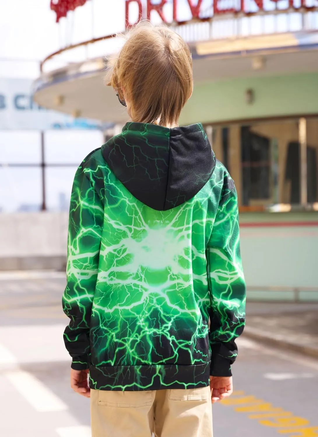 Funnycokid Boys Hoodies Kids Sweatshirts Warm Youth Girls Graphic Pullover Fleece Hooded Clothes with Pocket 5-16 Years