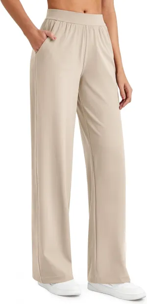 G4Free ShiftReady Women Trousers Yoga Pants with Pockets Wide Leg Stretchy Dress Pant Work Slack Petite/Regular/Tall