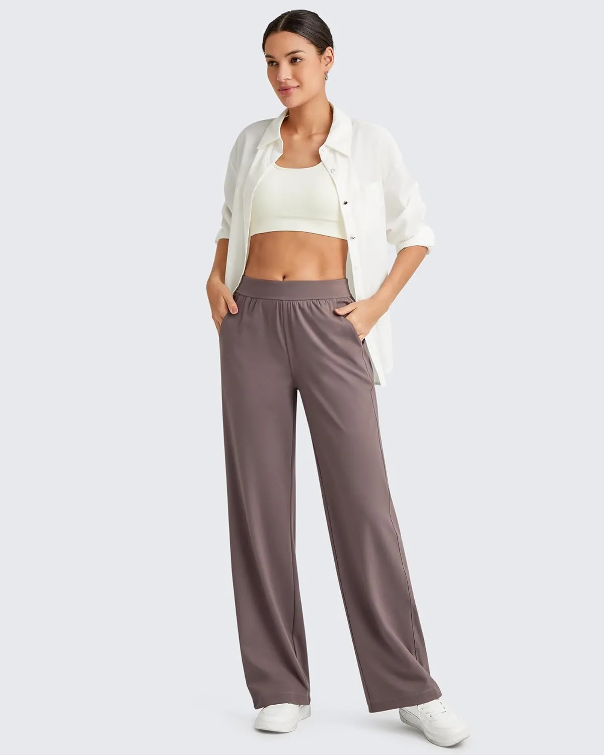 G4Free ShiftReady Women Trousers Yoga Pants with Pockets Wide Leg Stretchy Dress Pant Work Slack Petite/Regular/Tall