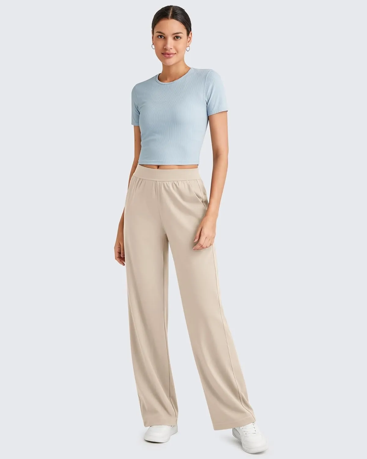 G4Free ShiftReady Women Trousers Yoga Pants with Pockets Wide Leg Stretchy Dress Pant Work Slack Petite/Regular/Tall