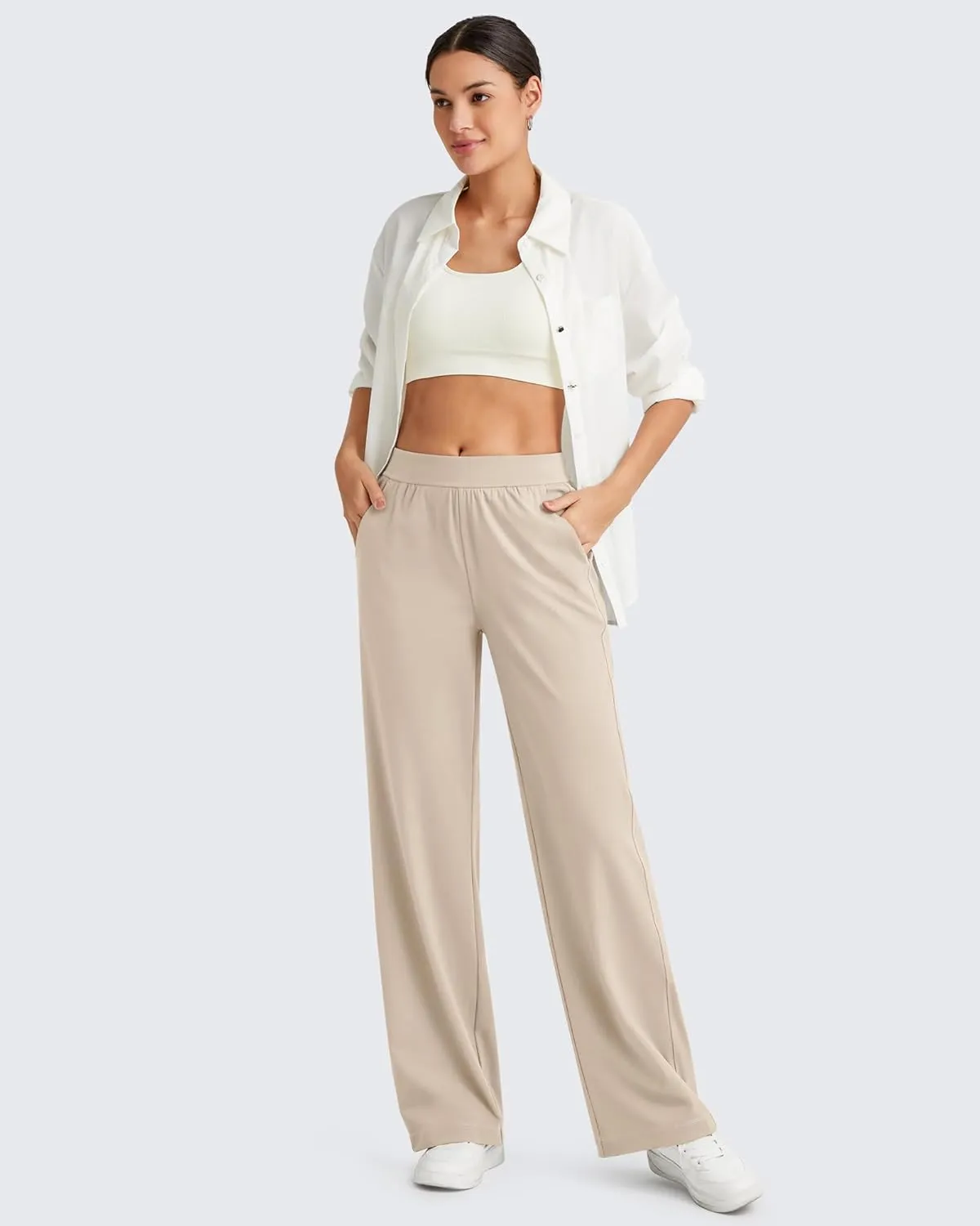 G4Free ShiftReady Women Trousers Yoga Pants with Pockets Wide Leg Stretchy Dress Pant Work Slack Petite/Regular/Tall